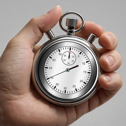 Stoppuhr, die es ermöglicht, die Effizienz des Dentallabors zu vergleichen.